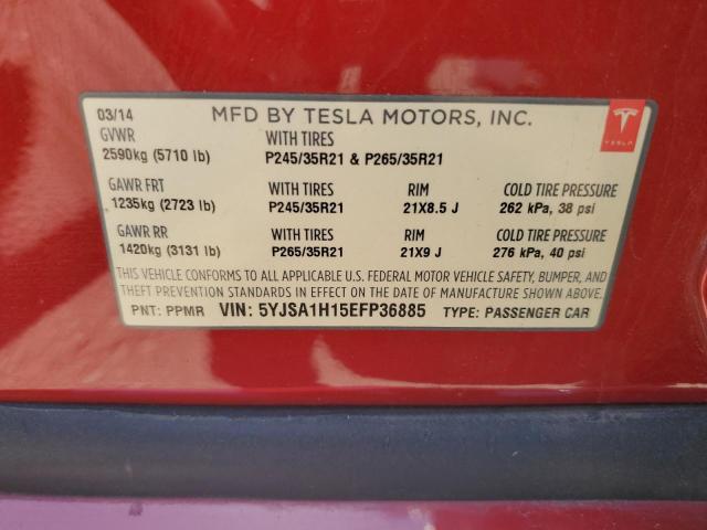 Photo 11 VIN: 5YJSA1H15EFP36885 - TESLA MODEL S 