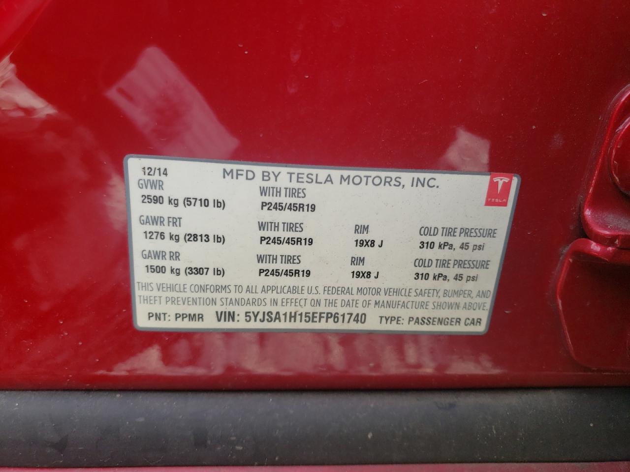 Photo 11 VIN: 5YJSA1H15EFP61740 - TESLA MODEL S 