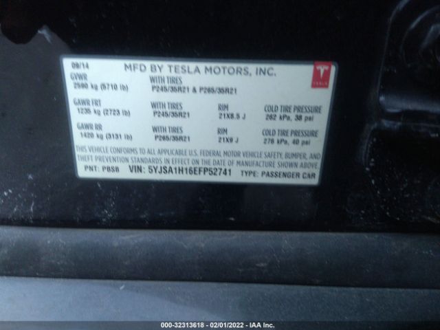 Photo 8 VIN: 5YJSA1H16EFP52741 - TESLA MODEL S 