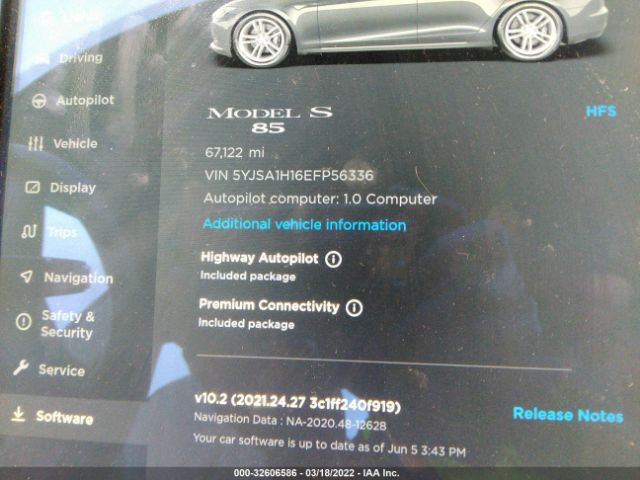 Photo 6 VIN: 5YJSA1H16EFP56336 - TESLA MODEL S 