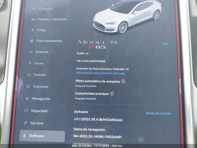 Photo 6 VIN: 5YJSA1H16EFP59558 - TESLA MODEL S 