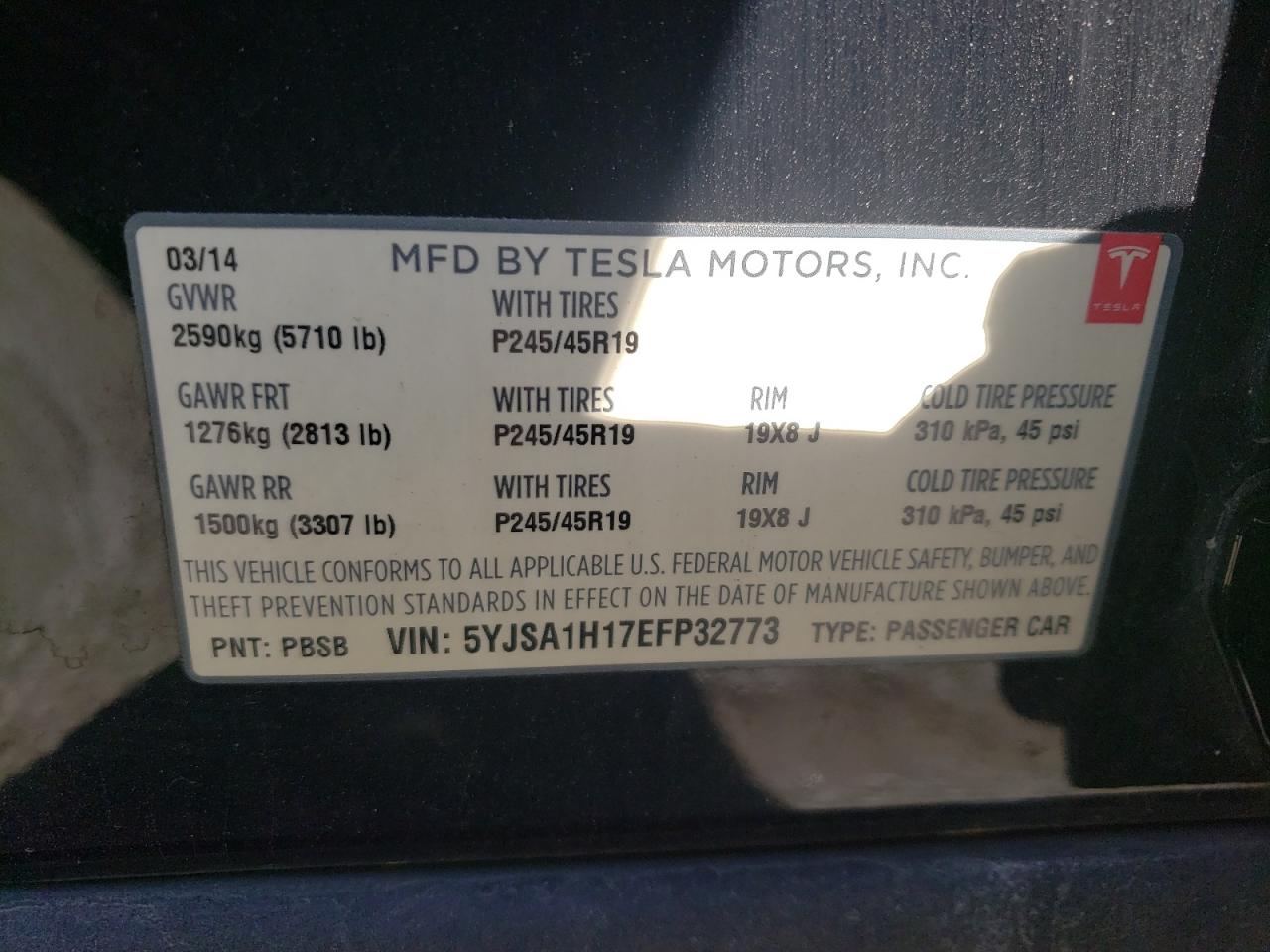 Photo 11 VIN: 5YJSA1H17EFP32773 - TESLA MODEL S 