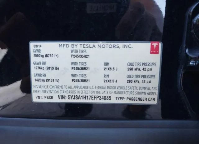 Photo 8 VIN: 5YJSA1H17EFP34085 - TESLA MODEL S 