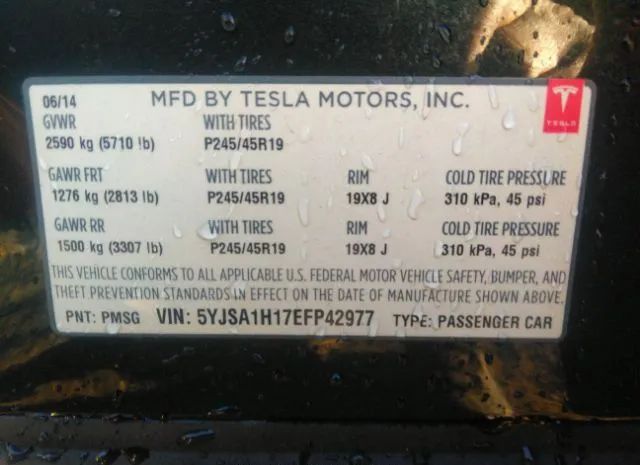 Photo 8 VIN: 5YJSA1H17EFP42977 - TESLA MODEL S 