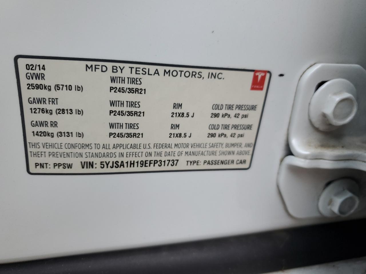 Photo 11 VIN: 5YJSA1H19EFP31737 - TESLA MODEL S 