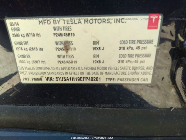 Photo 8 VIN: 5YJSA1H19EFP40261 - TESLA MODEL S 