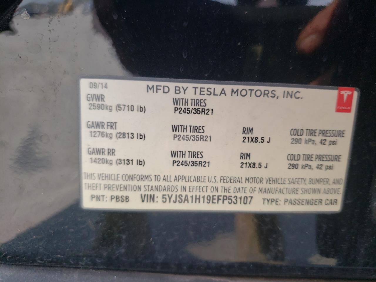 Photo 11 VIN: 5YJSA1H19EFP53107 - TESLA MODEL S 