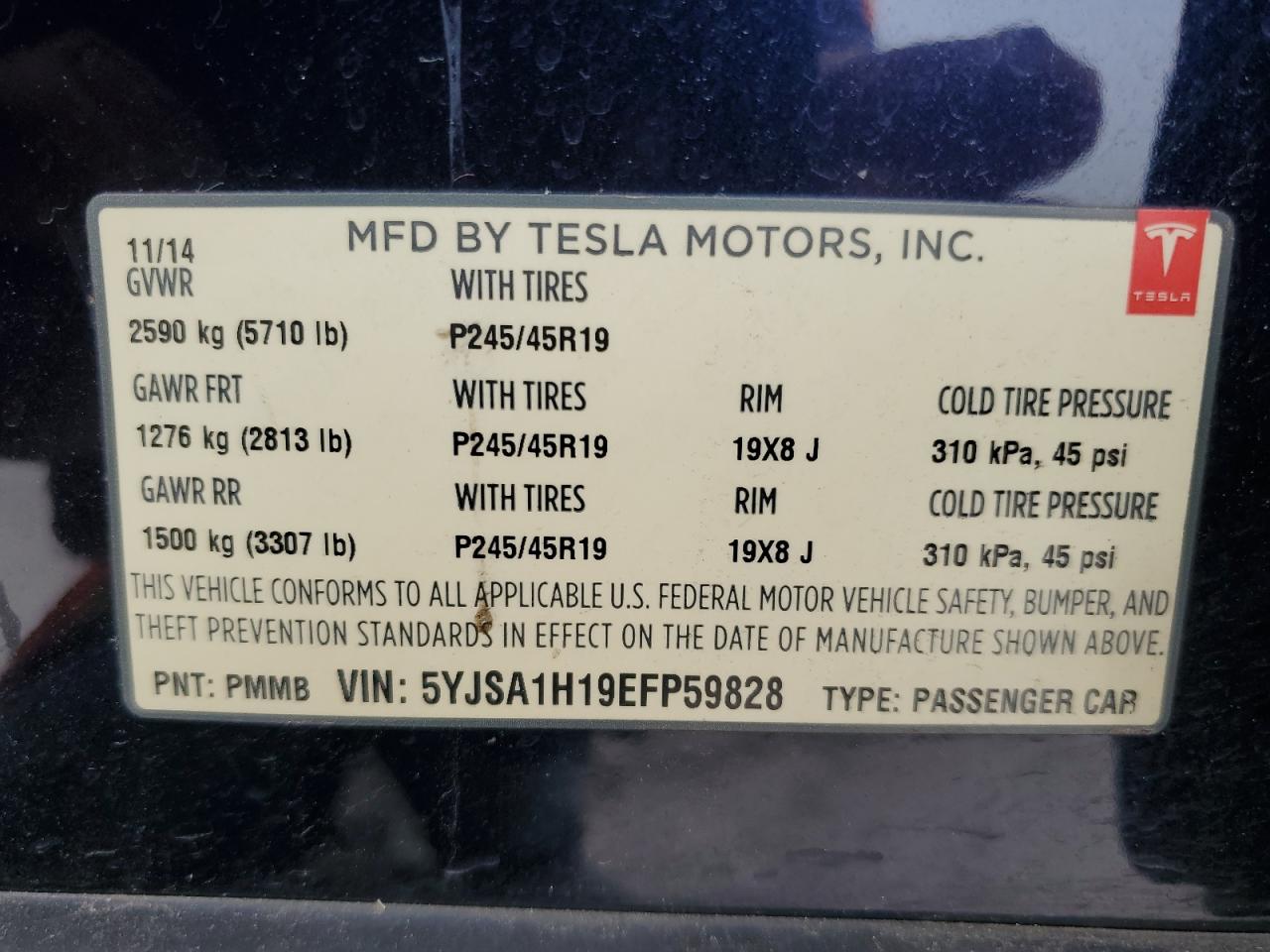 Photo 11 VIN: 5YJSA1H19EFP59828 - TESLA MODEL S 