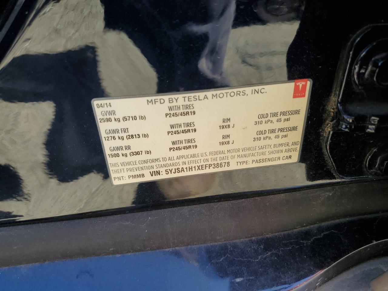 Photo 11 VIN: 5YJSA1H1XEFP38678 - TESLA MODEL S 