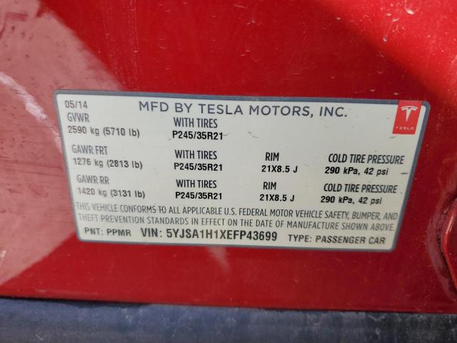 Photo 11 VIN: 5YJSA1H1XEFP43699 - TESLA MODEL S 