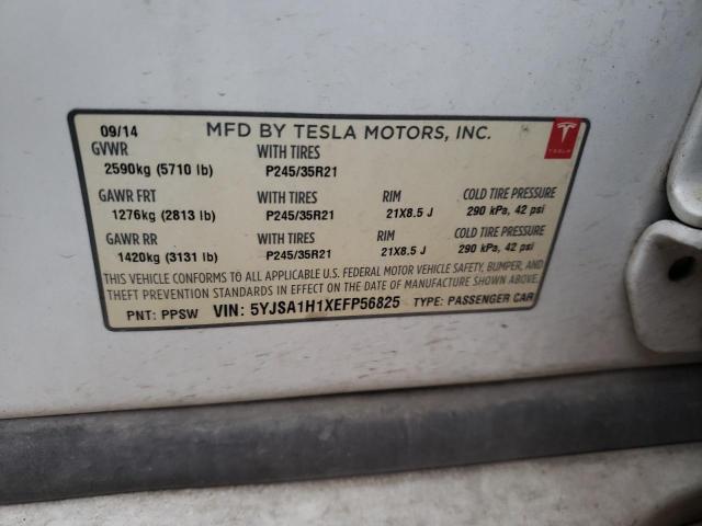 Photo 12 VIN: 5YJSA1H1XEFP56825 - TESLA MODEL S 