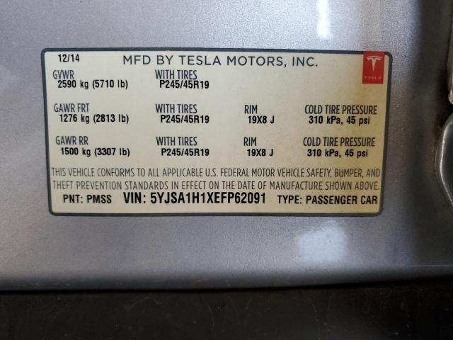 Photo 11 VIN: 5YJSA1H1XEFP62091 - TESLA MODEL S 