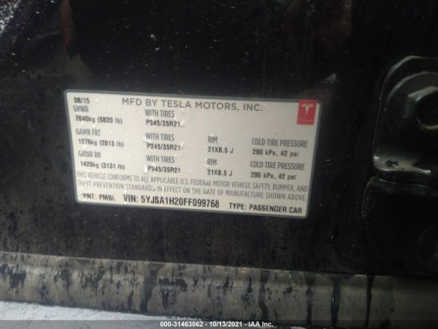 Photo 8 VIN: 5YJSA1H20FF099768 - TESLA MODEL S 