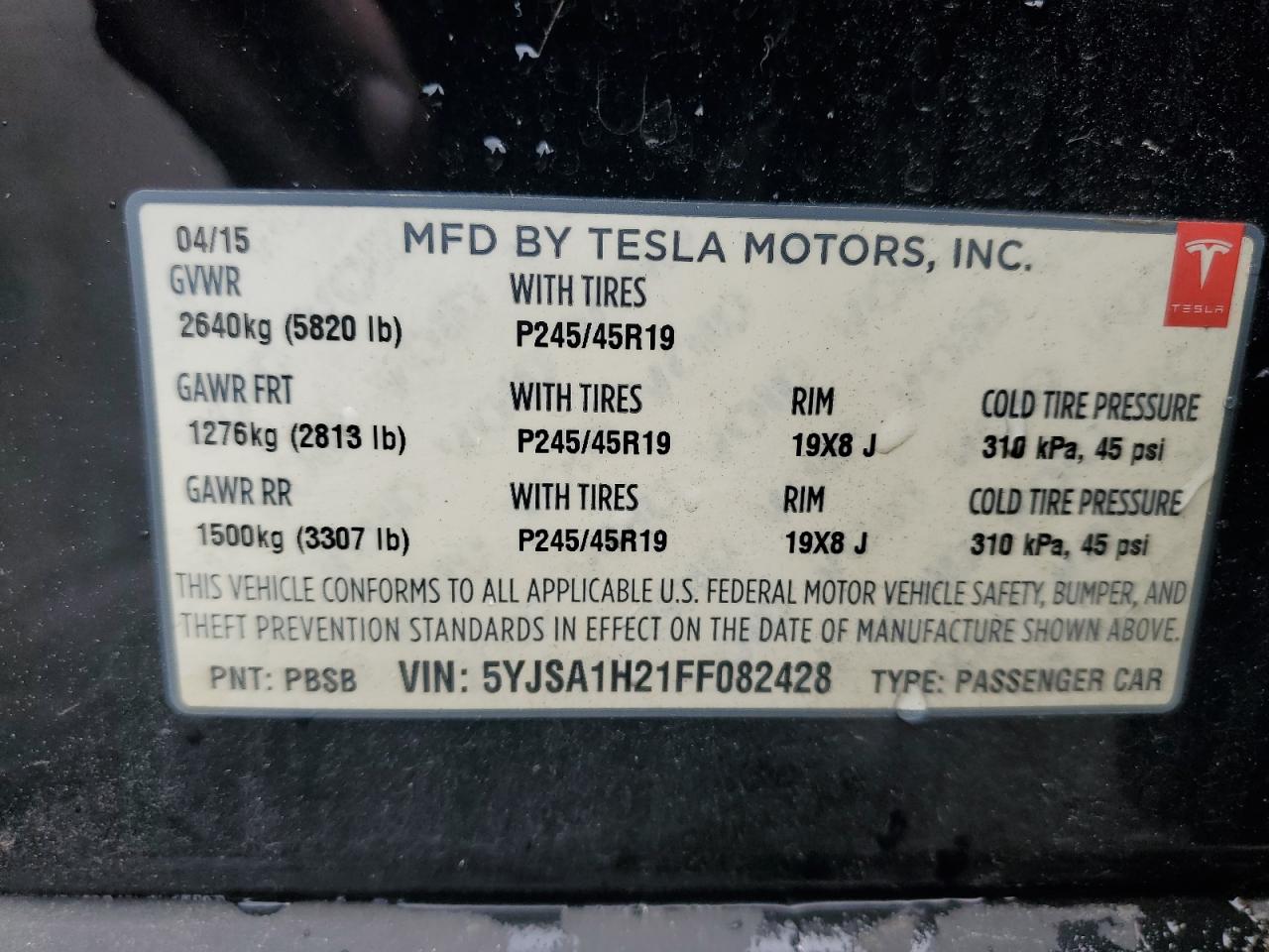 Photo 12 VIN: 5YJSA1H21FF082428 - TESLA MODEL S 