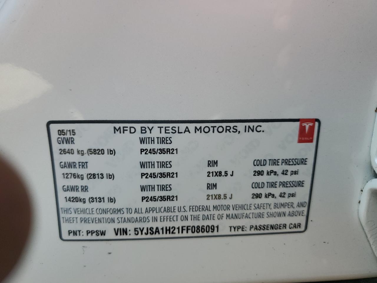 Photo 12 VIN: 5YJSA1H21FF086091 - TESLA MODEL S 