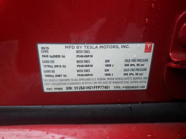 Photo 9 VIN: 5YJSA1H21FFP77461 - TESLA MODEL S 85 