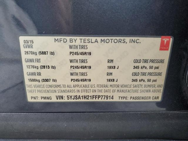 Photo 12 VIN: 5YJSA1H21FFP77914 - TESLA MODEL S 85 