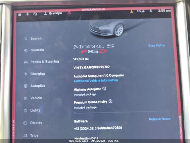 Photo 6 VIN: 5YJSA1H21FFP79727 - TESLA MODEL S 