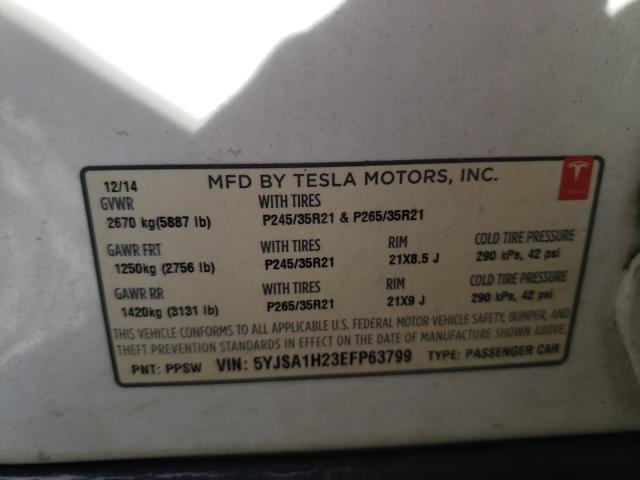 Photo 9 VIN: 5YJSA1H23EFP63799 - TESLA MODEL S 