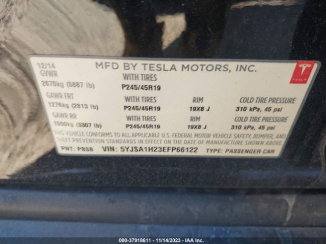 Photo 8 VIN: 5YJSA1H23EFP66122 - TESLA MODEL SP85D 