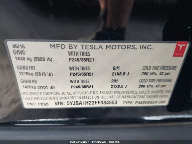 Photo 8 VIN: 5YJSA1H23FF084553 - TESLA MODEL S 