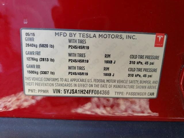 Photo 11 VIN: 5YJSA1H24FF084366 - TESLA MODEL S 85 