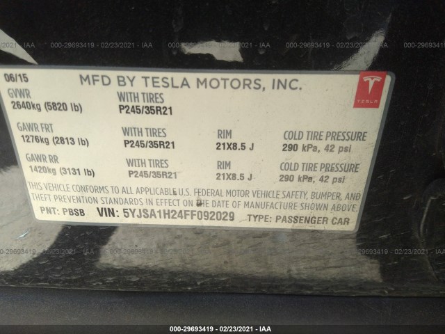 Photo 8 VIN: 5YJSA1H24FF092029 - TESLA MODEL S 