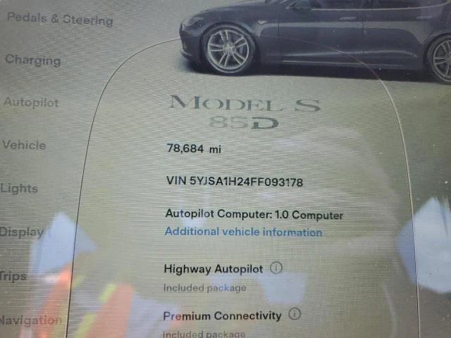 Photo 8 VIN: 5YJSA1H24FF093178 - TESLA MODEL S 85 