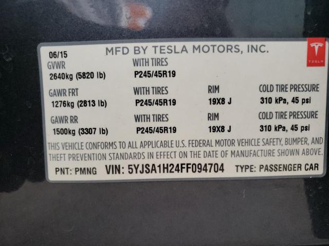 Photo 11 VIN: 5YJSA1H24FF094704 - TESLA MODEL S 