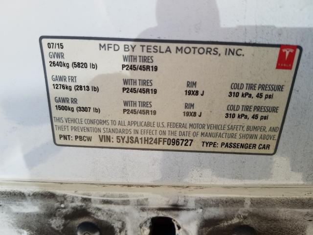 Photo 9 VIN: 5YJSA1H24FF096727 - TESLA MODEL S 85 