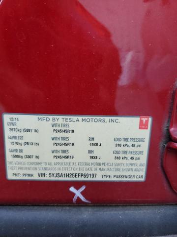 Photo 11 VIN: 5YJSA1H25EFP69197 - TESLA MODEL S 