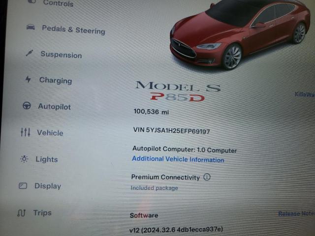 Photo 8 VIN: 5YJSA1H25EFP69197 - TESLA MODEL S 