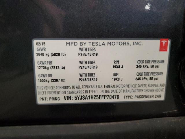 Photo 12 VIN: 5YJSA1H25FFP70478 - TESLA MODEL S 