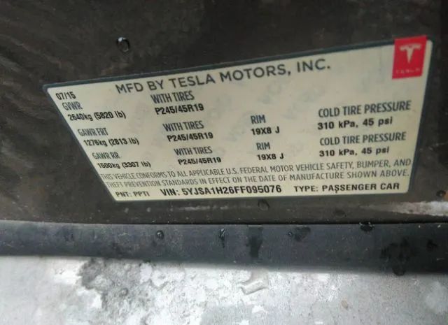 Photo 8 VIN: 5YJSA1H26FF095076 - TESLA MODEL S 