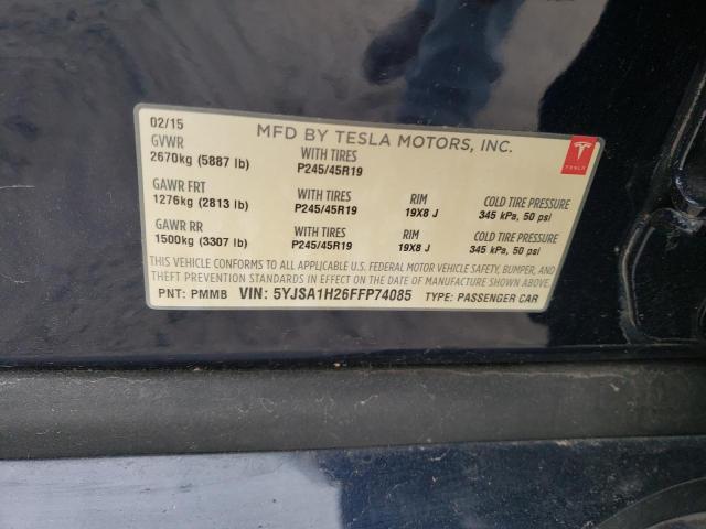 Photo 11 VIN: 5YJSA1H26FFP74085 - TESLA MODEL S 85 