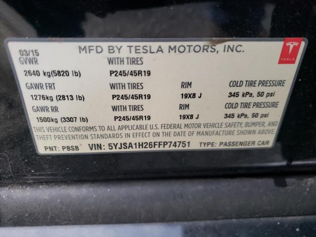 Photo 12 VIN: 5YJSA1H26FFP74751 - TESLA MODEL S 