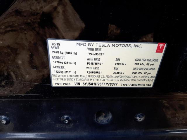 Photo 9 VIN: 5YJSA1H26FFP78377 - TESLA MODEL S 85 