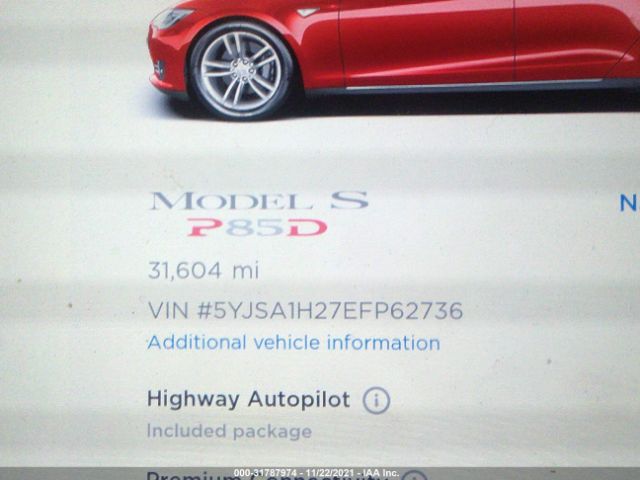 Photo 6 VIN: 5YJSA1H27EFP62736 - TESLA MODEL S 