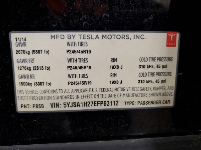 Photo 11 VIN: 5YJSA1H27EFP63112 - TESLA MODEL S 