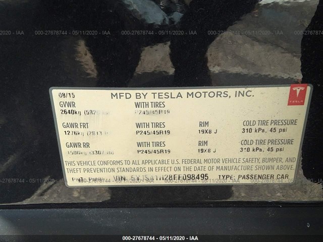 Photo 8 VIN: 5YJSA1H28FF098495 - TESLA MODEL S 