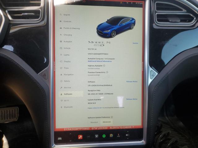 Photo 8 VIN: 5YJSA1H28FFP70653 - TESLA MODEL S 85 