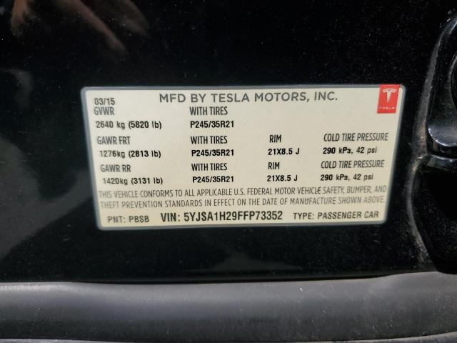 Photo 11 VIN: 5YJSA1H29FFP73352 - TESLA MODEL S 85 