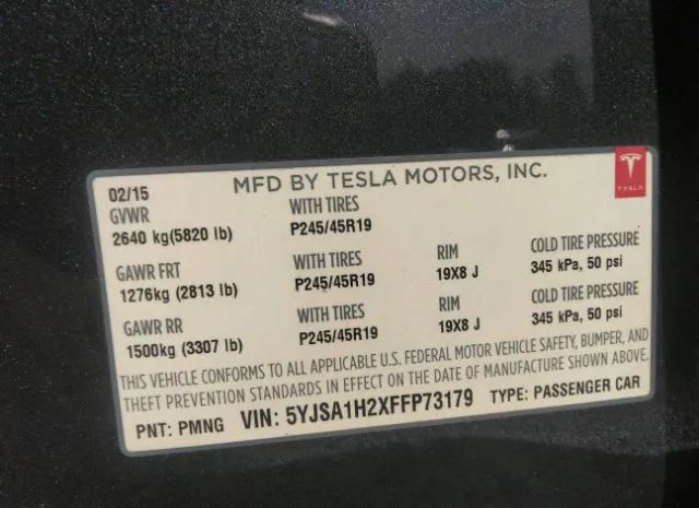 Photo 8 VIN: 5YJSA1H2XFFP73179 - TESLA MODEL S 