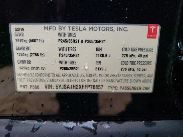 Photo 11 VIN: 5YJSA1H2XFFP76857 - TESLA MODEL S 85 