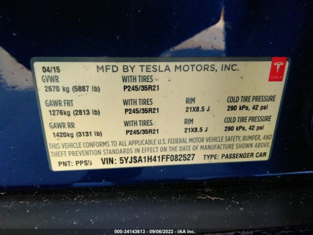 Photo 8 VIN: 5YJSA1H41FF082527 - TESLA MODEL S 