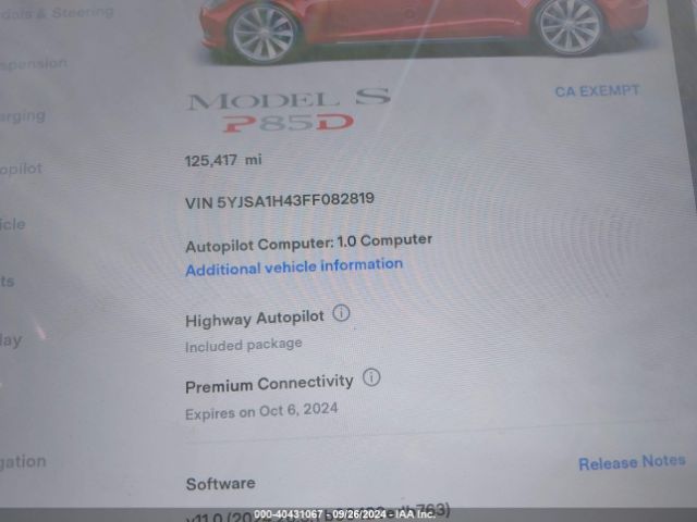 Photo 6 VIN: 5YJSA1H43FF082819 - TESLA MODEL S 