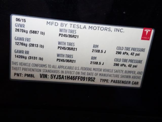 Photo 9 VIN: 5YJSA1H46FF091952 - TESLA MODEL S P8 