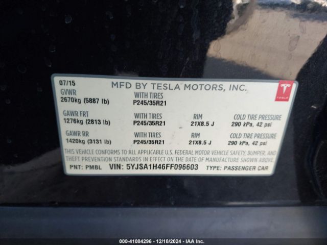 Photo 8 VIN: 5YJSA1H46FF096603 - TESLA MODEL S 