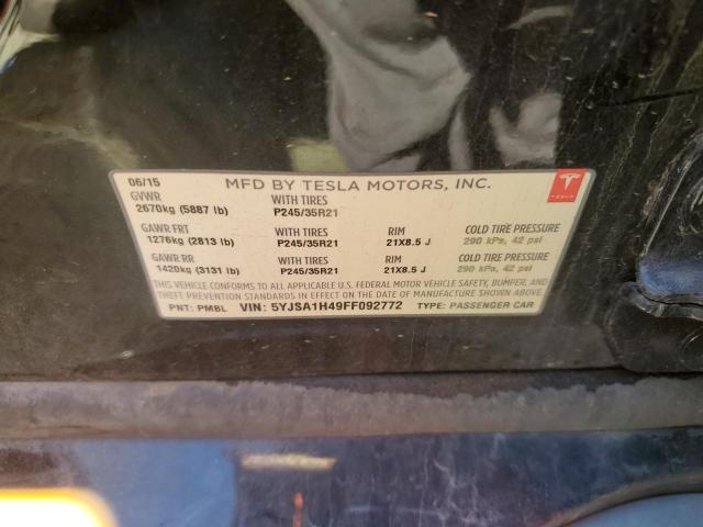 Photo 9 VIN: 5YJSA1H49FF092772 - TESLA MODEL S P8 