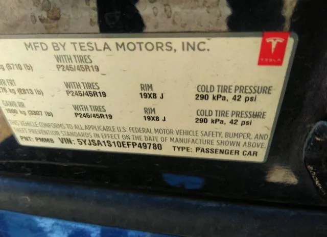 Photo 8 VIN: 5YJSA1S10EFP49780 - TESLA MODEL S 